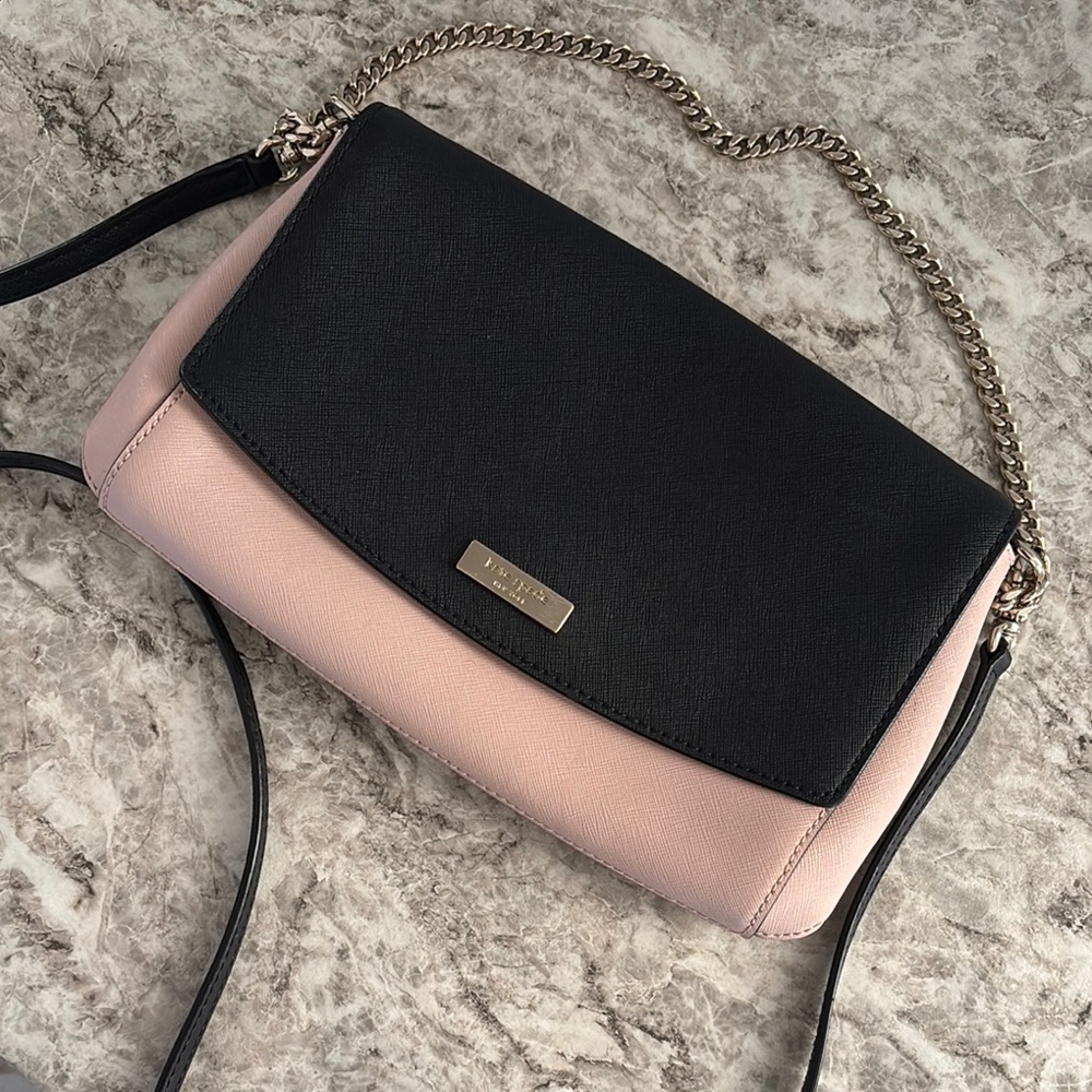 Kate Spade Black and Pink Crossbody Bag with Chain Strap